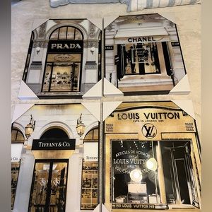 set of 4 designer pictures w/ frames